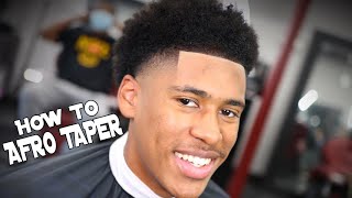 BARBER TUTORIAL AFRO TAPER  EASY FOR BEGINNERS [upl. by Keppel]