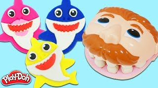 Feeding Mr Play Doh Head Fun amp Easy DIY Play Dough Baby Shark Cookies [upl. by Kynthia]