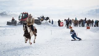 Skijoring in Jackson Hole  Click in and Hang on for the Ride [upl. by Esdras]