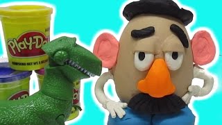 MR POTATO HEAD Toy Story PlayDoh Surprise Egg Tutorial with Rex [upl. by Renba]