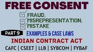 Fraud  Misrepresentation  Mistake  Free Consent  Indian Contract Act  Caselaws  Example [upl. by Plantagenet835]