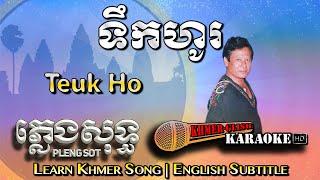 Khmer Karaoke  Teuk Ho ទឹកហូរ ភ្លេងសុទ្ធ Pleng Sot English Subtitle Sing Along [upl. by Cynera291]