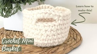 Crochet Mini Basket tutorial  EASY CROCHET [upl. by Amaerd]