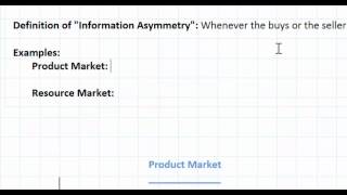 Asymmetric Information as a Market Failure  part 1 [upl. by Belier878]