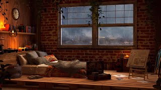 Cozy Bedroom Scene with Rain on Window and Wind Sounds  Heavy Rain amp Thunder Sounds  8 Hours [upl. by Jar]