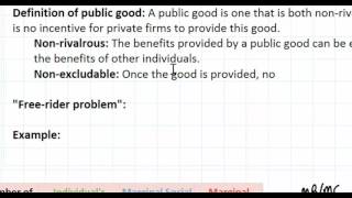 Public Goods as a Market Failure  part 1 [upl. by Orgell]