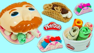 Feeding Mr Play Doh Head Ice Cream Rolliez Dessert from Play Dough Playset [upl. by Ardnoet]