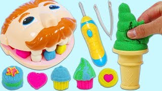 Feeding Mr Play Doh Head DIY Kinetic Sand Sweet Treats [upl. by Etnomed]