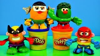 Play Doh Marvel Mr Potato Head Mashable Superheroes Spiderman Wolverine Hulk How To Playdough Toys [upl. by Lusa]