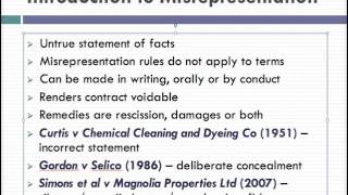 Misrepresentation Lecture 1 of 4 [upl. by Ainotahs]