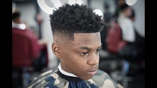 DROP FADE WITH CURLS  BARBER TUTORIAL [upl. by Bili]