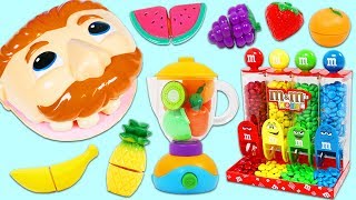 Feeding Mr Play Doh Head Fruit Slime Smoothies Using Kitchen Toy Blender [upl. by Stanislaus78]