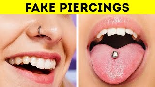 EFFECTIVE BEAUTY HACKS  FAKE PIERCINGS amp TATTOOS [upl. by Roer361]