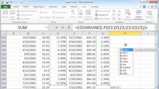 Calculating stock beta using Excel [upl. by Nattie]